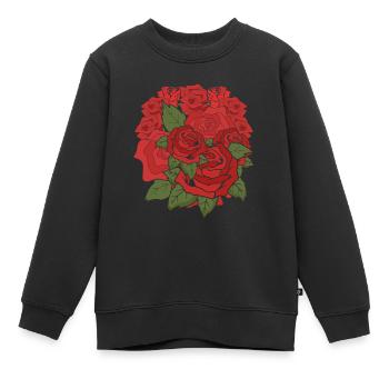 Jardin botanique Roses Jardinier Cadeau Botanique - Sweat Premium enfant bio - noir - Devant - AI Model Kid Female (0cm)
