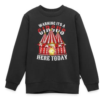 Achtung hier ist heute ein Zirkus Lustiges Zirkus - Kinder Premium Organic Sweatshirt - Schwarz - Vorne - AI Model Kid Female (0cm)