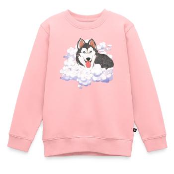 Pet Siberian Dog Gift Clouds Husky - Sweat Premium enfant bio - rose - Devant - AI Model Kid Female (0cm)