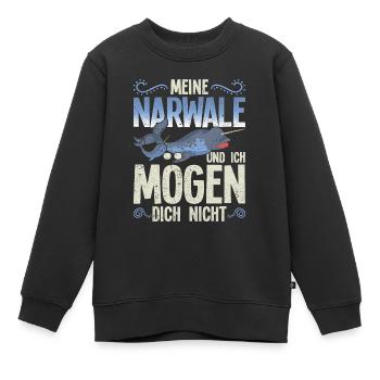 Meine Narwale und ich mögen dich nicht Narwal - Kinder Premium Organic Sweatshirt - Schwarz - Vorne - AI Model Kid Female (0cm)