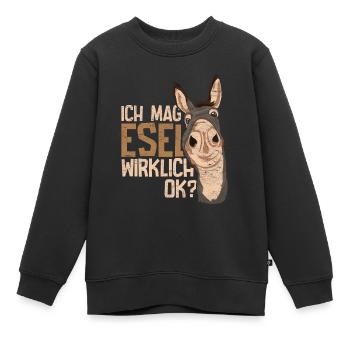 Esel - Kinder Premium Organic Sweatshirt - Schwarz - Vorne - AI Model Kid Female (0cm)