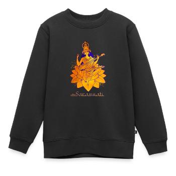 Dieu hindou - Saraswati - Sweat Premium enfant bio - noir - Devant - AI Model Kid Female (0cm)