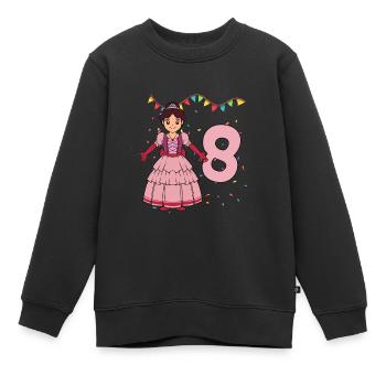 Mit Prinzessin - Mädchen Geburtstag 8 Jahre - Kinder Premium Organic Sweatshirt - Schwarz - Vorne - AI Model Kid Female (0cm)
