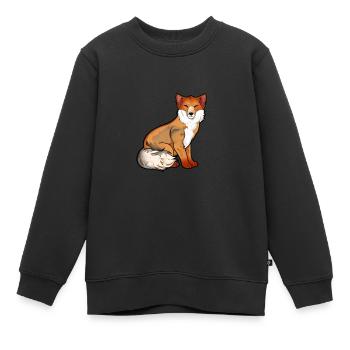 Dessin d’un renard tibétain - Sweat Premium enfant bio - noir - Devant - AI Model Kid Female (0cm)