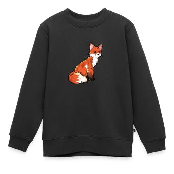 Dessin d’un renard roux - Sweat Premium enfant bio - noir - Devant - AI Model Kid Female (0cm)