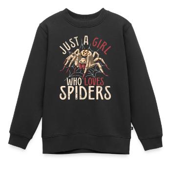 Nur ein Mädchen das Spinnen liebt Arachnide Spinne - Kinder Premium Organic Sweatshirt - Schwarz - Vorne - AI Model Kid Female (0cm)