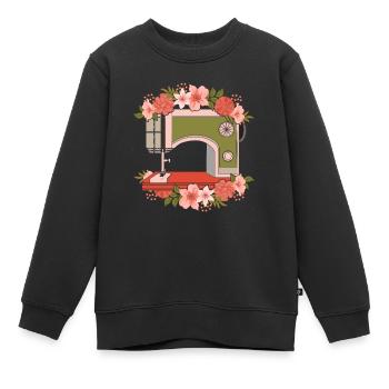 Couturière Machine à coudre faite à la main Cadeau Coudre - Sweat Premium enfant bio - noir - Devant - AI Model Kid Female (0cm)