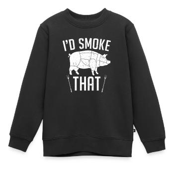 Ich würde das Grillen Schweinefleisch Grillen - Kinder Premium Organic Sweatshirt - Schwarz - Vorne - AI Model Kid Female (0cm)