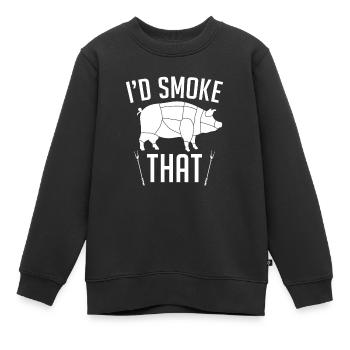 BBQ Grillmeister Geschenk Schweinefleisch Grillen - Kinder Premium Organic Sweatshirt - Schwarz - Vorne - AI Model Kid Female (0cm)