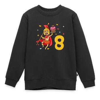 Avec Spartan - Anniversaire des enfants 8 ans - Sweat Premium enfant bio - noir - Devant - AI Model Kid Female (0cm)