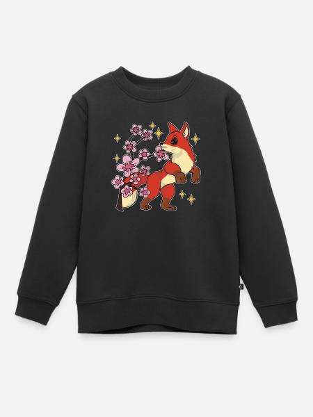 Sakura Waldbewohner Geschenk Kirschblüten Fuchs - Kinder Premium Organic Sweatshirt - Schwarz