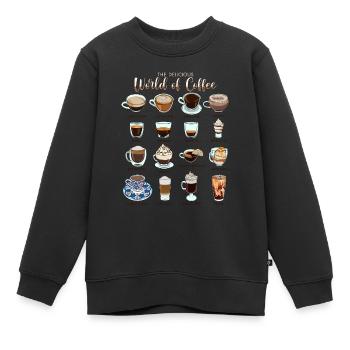 Le monde délicieux du café - Sweat Premium enfant bio - noir - Devant - AI Model Kid Female (0cm)