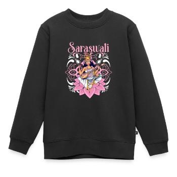 Dieu hindou - Saraswati - Sweat Premium enfant bio - noir - Devant - AI Model Kid Female (0cm)