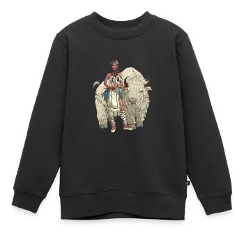 Femme buffle blanc - Sweat Premium enfant bio - noir - Devant - AI Model Kid Female (0cm)