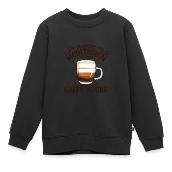 Meditieren und Caffè mocha - Kinder Premium Organic Sweatshirt - Schwarz - Vorne - AI Model Kid Female (0cm)