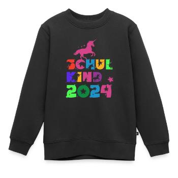 Rosa Einhorn ABC Schulkind 2024 - Kinder Premium Organic Sweatshirt - Schwarz - Vorne - AI Model Kid Female (0cm)