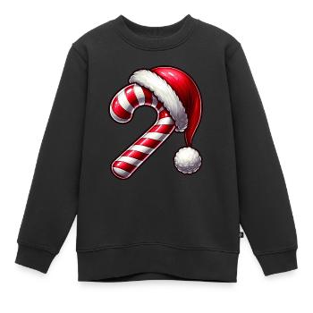 Weihnachten Zuckerstange mit Mütze - Kinder Premium Organic Sweatshirt - Schwarz - Vorne - AI Model Kid Female (0cm)