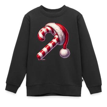 Weihnachten Zuckerstange mit Mütze - Kinder Premium Organic Sweatshirt - Schwarz - Vorne - AI Model Kid Female (0cm)