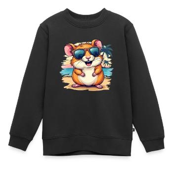 Souris sur la plage, art numérique coloré - Sweat Premium enfant bio - noir - Devant - AI Model Kid Female (0cm)