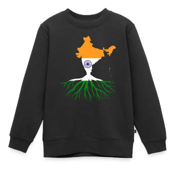 Indian Roots Indian Flag - Kids Premium Organic Sweatshirt - black - Front - AI Model Kid Female (0cm)