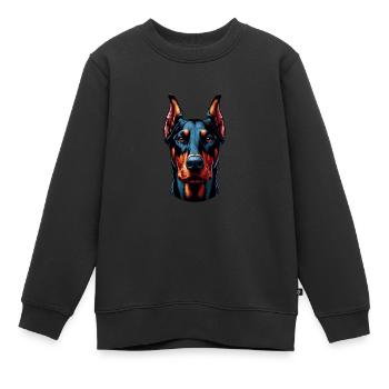 Visage de chien - Doberman - Sweat Premium enfant bio - noir - Devant - AI Model Kid Female (0cm)