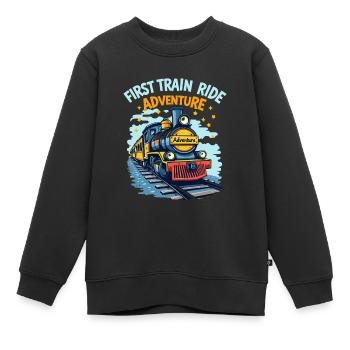 First Train Ride Railway Adventure Scenic Travel - Kids Premium Organic Sweatshirt - black - Front - AI Model Kid Female (0cm)