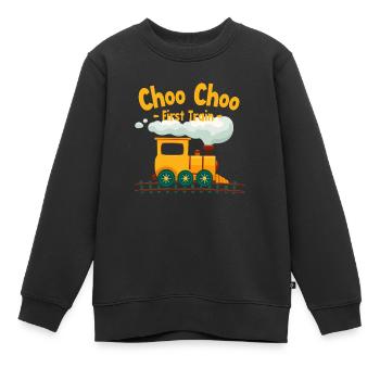 First Train Ride Railway Adventure Scenic Travel - Kids Premium Organic Sweatshirt - black - Front - AI Model Kid Female (0cm)