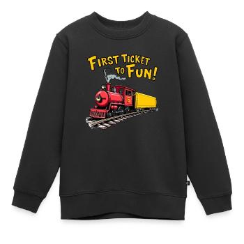 First Train Ride Railway Adventure Scenic Travel - Kids Premium Organic Sweatshirt - black - Front - AI Model Kid Female (0cm)
