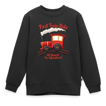 First Train Ride Railway Adventure Scenic Travel - Kids Premium Organic Sweatshirt - black - Front - AI Model Kid Female (0cm)