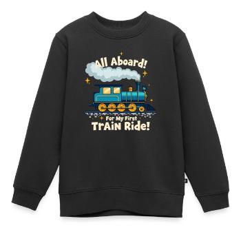 First Train Ride Railway Adventure Scenic Travel - Kids Premium Organic Sweatshirt - black - Front - AI Model Kid Female (0cm)