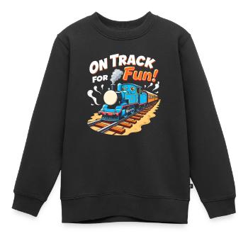 First Train Ride Railway Adventure Scenic Travel - Kids Premium Organic Sweatshirt - black - Front - AI Model Kid Female (0cm)