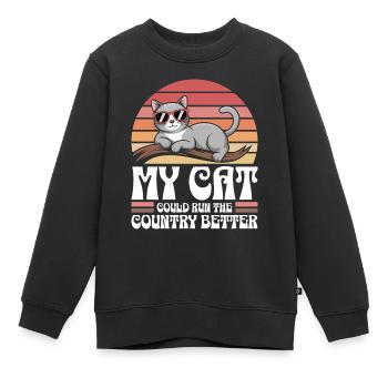 Meine Katze würde das Land besser regieren - Kinder Premium Organic Sweatshirt - Schwarz - Vorne - AI Model Kid Female (0cm)