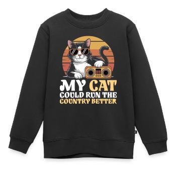 Meine Katze würde das Land besser regieren - Kinder Premium Organic Sweatshirt - Schwarz - Vorne - AI Model Kid Female (0cm)