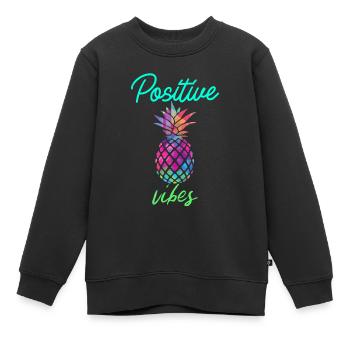 Positive Vibes - Ananas, été - Sweat Premium enfant bio - noir - Devant - AI Model Kid Female (0cm)