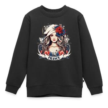 T-Shirt Frankreich - Kinder Premium Organic Sweatshirt - Schwarz - Vorne - AI Model Kid Female (0cm)