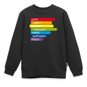 gay pride csd Regenbogen homo Parade stolz ehe lol - Kinder Premium Organic Sweatshirt - Schwarz - Vorne - AI Model Kid Female (0cm)