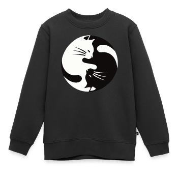 2 Katzen schmusen ,ying yang - Kinder Premium Organic Sweatshirt - Schwarz - Vorne - AI Model Kid Female (0cm)