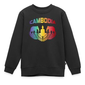 Cambodge éléphants avec Bouddha / Cadeau - Sweat Premium enfant bio - noir - Devant - AI Model Kid Female (0cm)