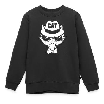 Chat chaton miaou chat domestique oeil de chat - Sweat Premium enfant bio - noir - Devant - AI Model Kid Female (0cm)