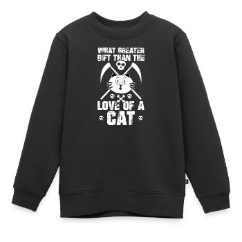 Chat chaton miaou chat domestique oeil de chat - Sweat Premium enfant bio - noir - Devant - AI Model Kid Female (0cm)