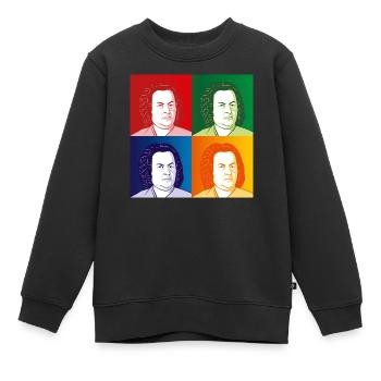 Johann Sebastian Bach im Cartoon Style - Kinder Premium Organic Sweatshirt - Schwarz - Vorne - AI Model Kid Female (0cm)