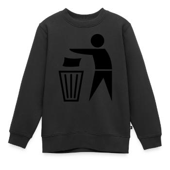 garbage_can - Kinder Premium Organic Sweatshirt - Schwarz - Vorne - AI Model Kid Female (0cm)