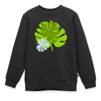 leaves - Kids Premium Organic Sweatshirt - black - Front - AI Model Kid Female (0cm)