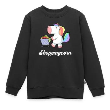 Licorne Licorne Shopping Cart Comic Sweet - Sweat Premium enfant bio - noir - Devant - AI Model Kid Female (0cm)