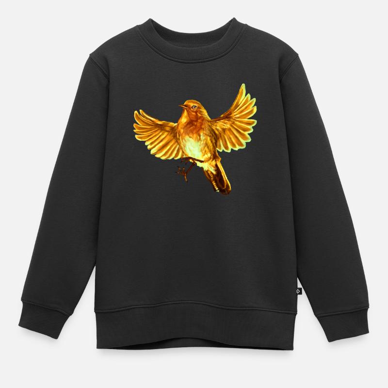 gelber Vogel - Kinder Premium Organic Sweatshirt - Schwarz