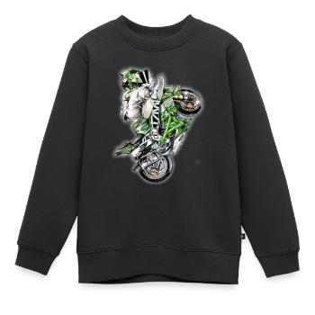 Stunt Biker - Kinder Premium Organic Sweatshirt - Schwarz - Vorne - AI Model Kid Female (0cm)