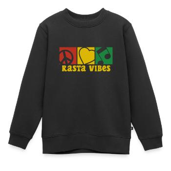 RASTA VIBES - Kids Premium Organic Sweatshirt - black - Front - AI Model Kid Female (0cm)