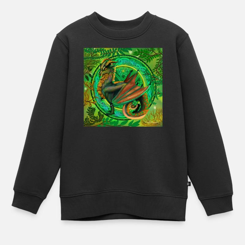 dragon vert forestier - Sweat Premium enfant bio - noir