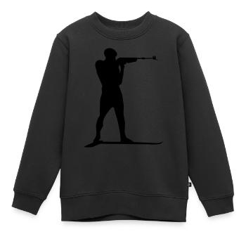 Zeichnung, Silhouette, moderner Biathlon - Kinder Premium Organic Sweatshirt - Schwarz - Vorne - AI Model Kid Female (0cm)