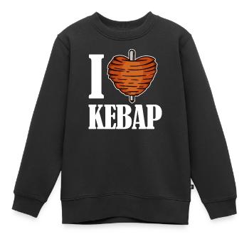 J'aime le coeur kebab kebab kebab disant drôle - Sweat Premium enfant bio - noir - Devant - AI Model Kid Female (0cm)